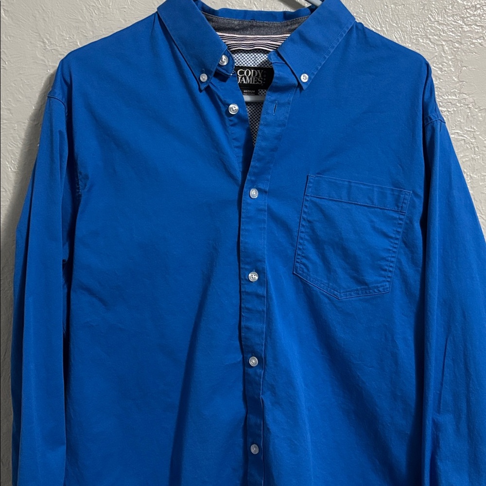 Classic Blue Men's Button-Down Shirt